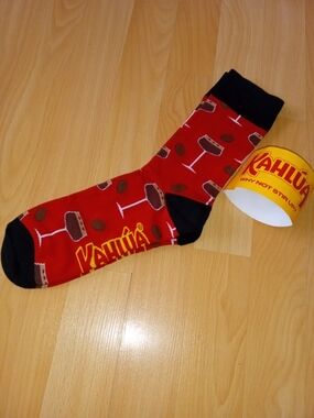 Red Novelty Crew Socks - Coffee Cocktail Design